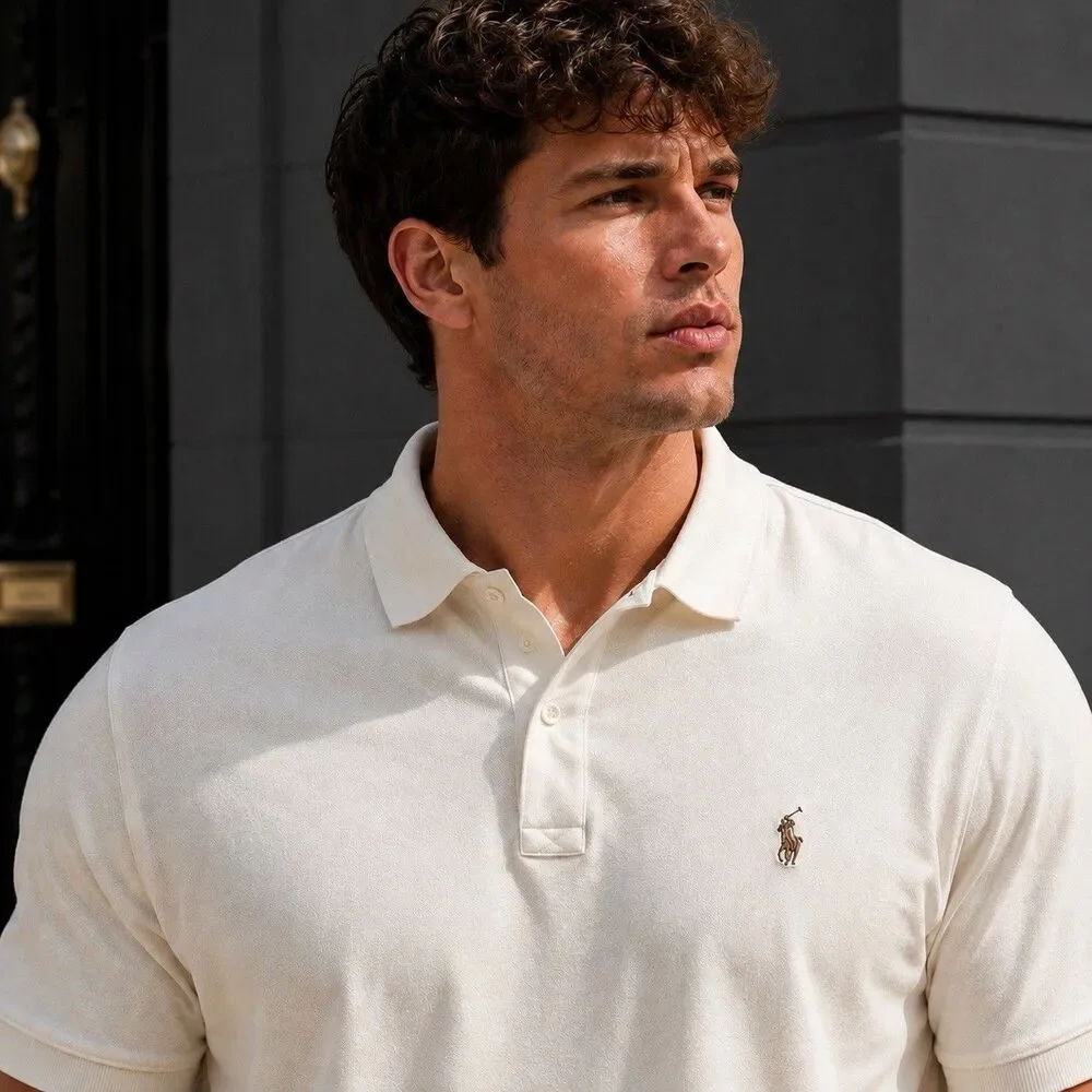 Polo Ralph Lauren Polo Shirt Mens XLT Cream Cotton Flesh Pony Classic Preppy